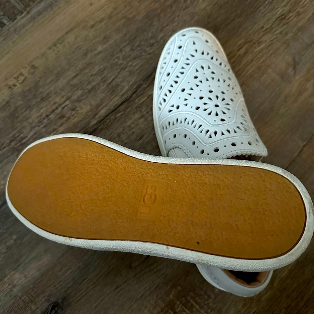 UGGs Cutout Leather size 10 white slip on shoes (NEW)